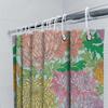 Floral Shower Curtain Bath Mat Decor With Chrysanthemum Design, Pink Yellow Green White Purple Colors, Waterproof Fabric For Bat