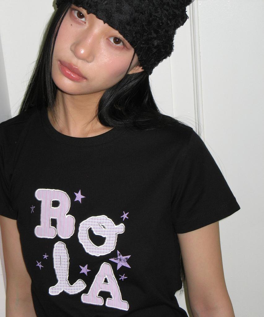 ROLAROLA Rola Lettering Patchwork T-Shirt Black