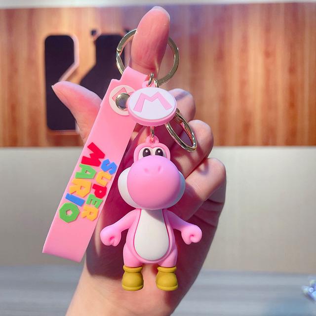 Super Mario Bros Keychain Anime Figure Toad Yoshi Car Decoration Backpack Pendant Accessories Kids