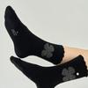 MONTH IN MONTH OUT Silver Clover Glitter Socks _ BLACK&SILVER