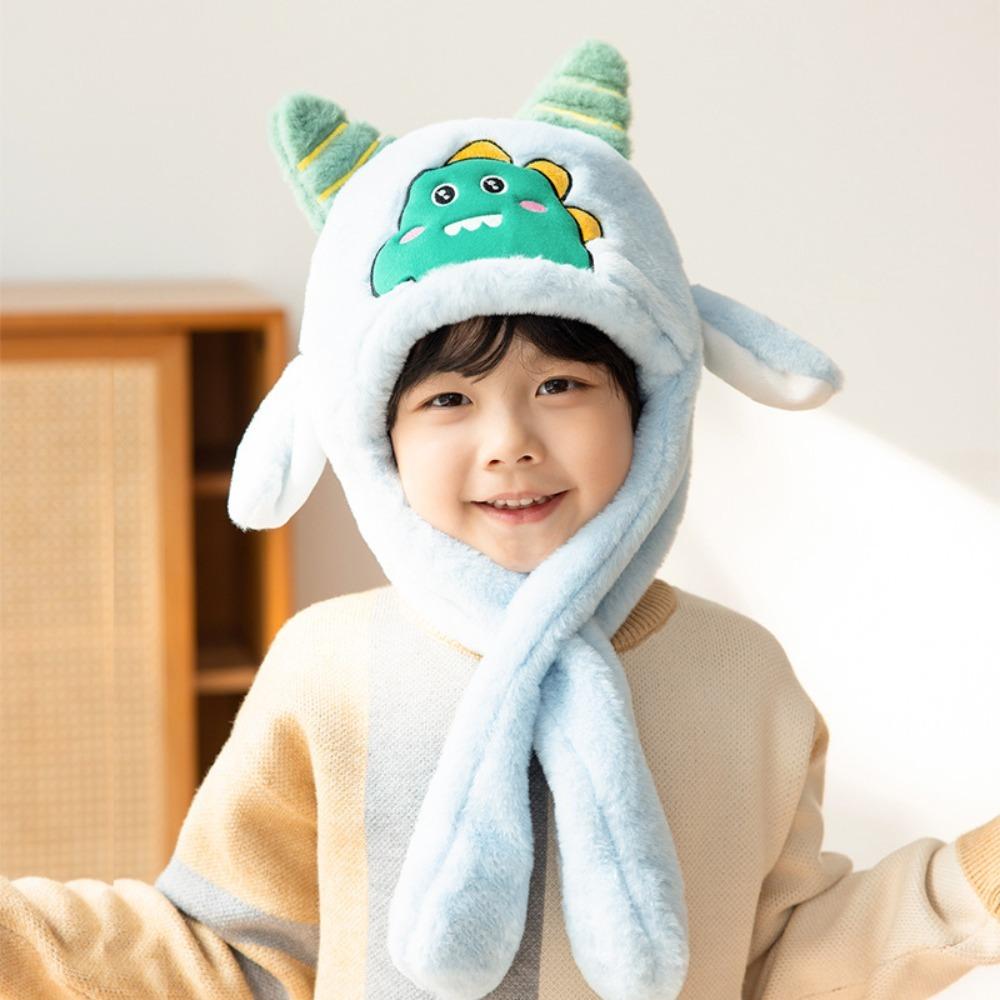 

Cartoon One Piece Cap Cute Hat Scarf in One Kids Windproof Cap Keep Warm