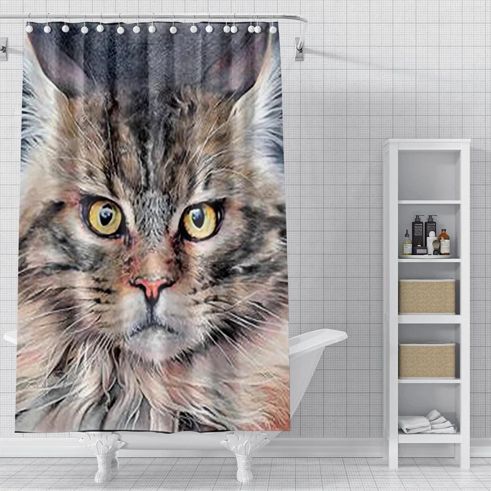 Cortinas de Ducha para el Hogar para Baño Paisaje Animales Tejido Impermeable Cortinas de Baño Cortina de Ducha Moderna 180X200 240X200