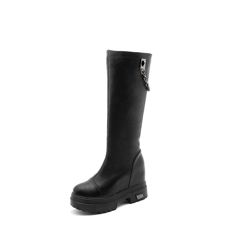 2026 new autumn and winter heightening boots British style but knee leather boots casual knight boots women