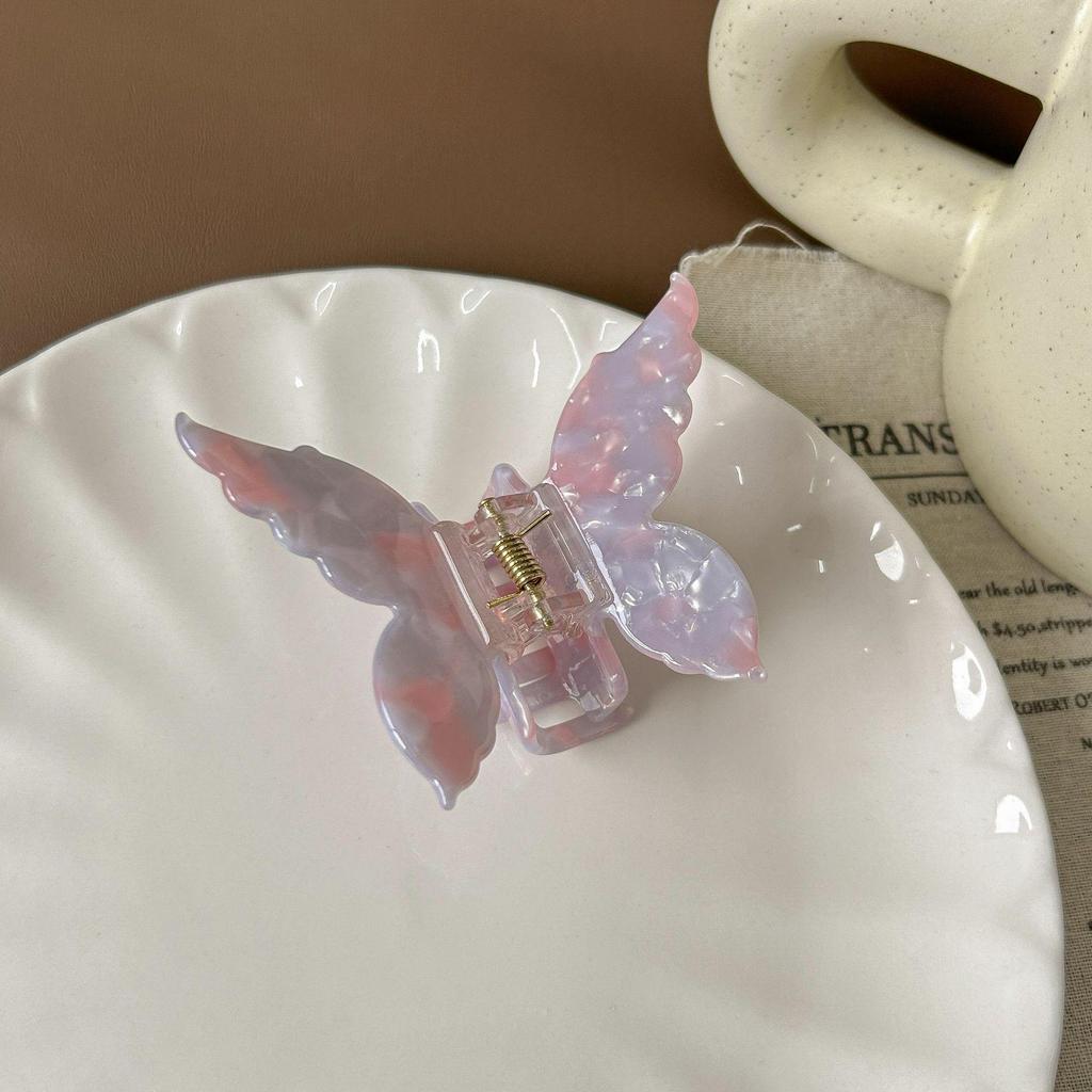 Iridescent 3D Butterfly Claw Clip for Half Updo – Sweet Girl Korean Style Acetate Hair Accessory