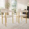 2 Esszimmerstühle, Modern und Schlicht, Aus Beigem Wildleder, Bequeme Ring-Sitze, Geeignet für Esszimmer, Wohnzimmer, Arbeitszimmer, Goldfarbene Stuhlbeine