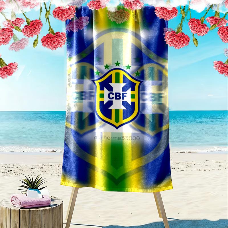 Telo da Spiaggia CBF Brasil Print, Grande Morbido Asciugatura Rapida per Spiaggia Campeggio Nuoto