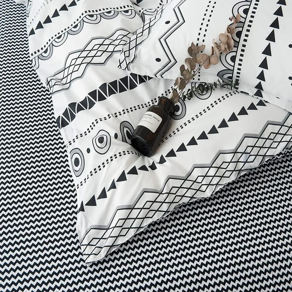 Bohon Paisley Duvet Cover Set Black White Print 3pcs Bedding Sets Luxury Pillow Case Queen and King Size Cotton Bedding Sets
