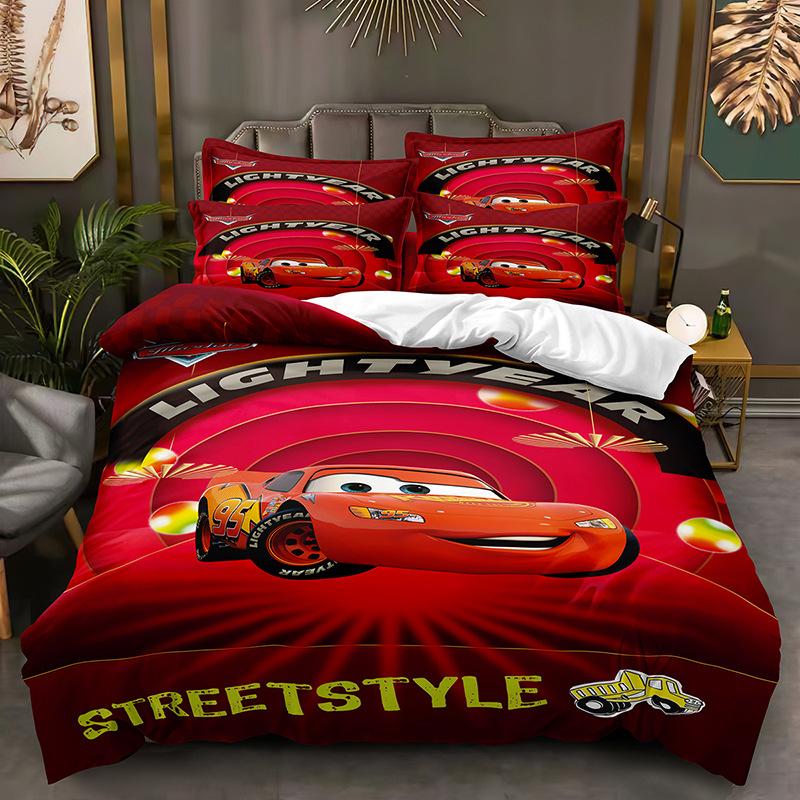 3D Digital Printing Car Story Three-Piece Cartoon Animation Bedding Kit