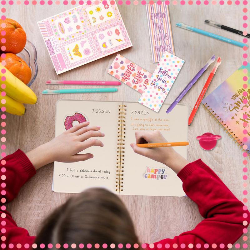 Girls Journal Set 98X/set Funny Creative Diary Journal Kit Scrapbooking Toy Journaling Art Crafts For Kid Girl Boy Aged 8