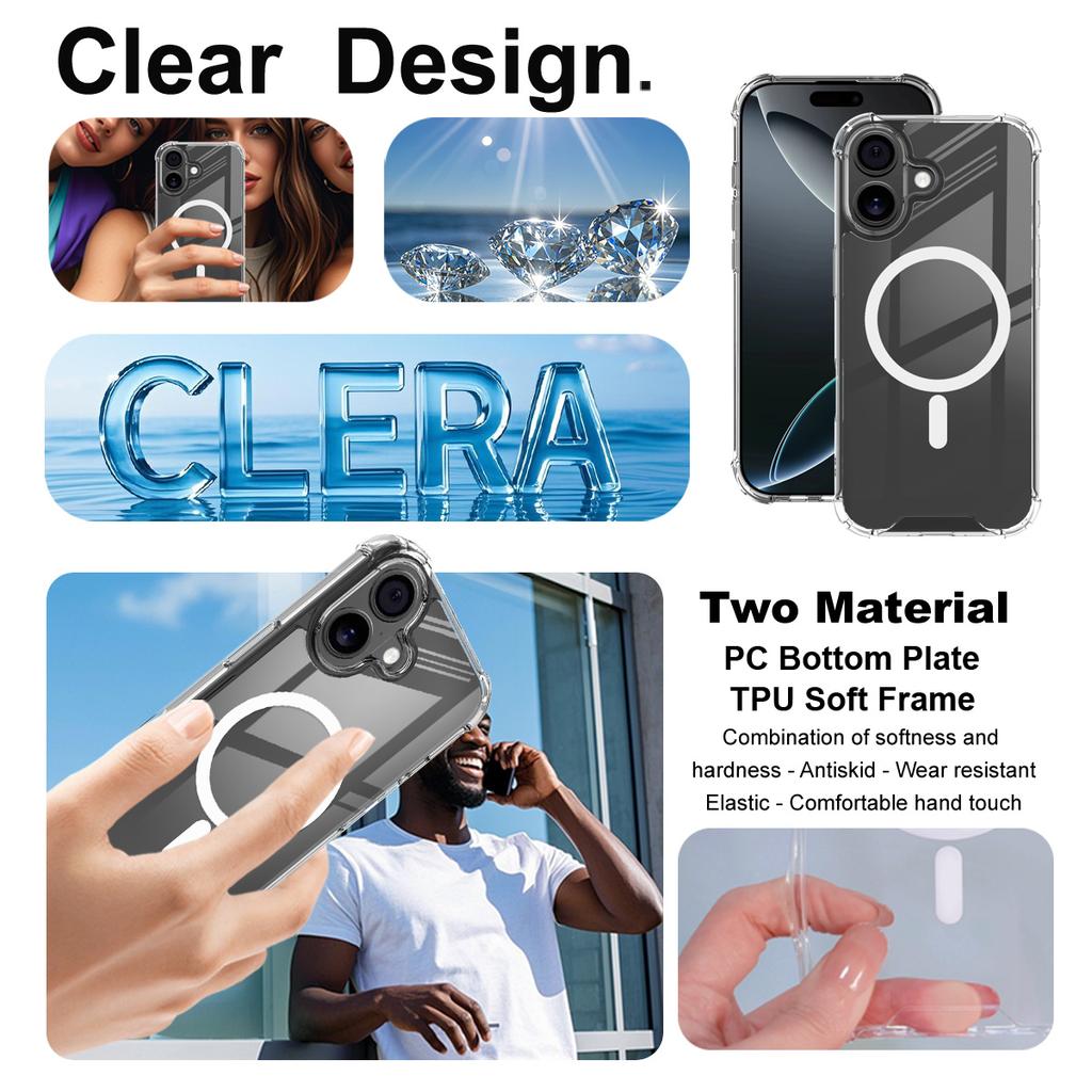 IMAK For iPhone 17 Case Compatible with MagSafe Shockproof PC TPU Clear Phone Cover