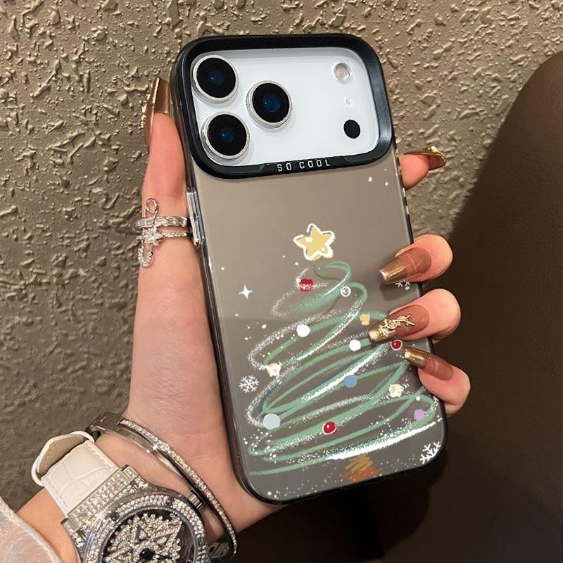 IMD Christmas Tree & Santa Case for iPhone 17 16 15 14 Pro Max/13 Shockproof Hard Cover with Fade-Resistant Design