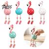 Flamingo Figurine Cute Dangle Leg Figurine, Tropical Polka Dot Statue, Whimsical Outdoor Statue Resin Home Decor Ornament for Indoor Patio Yard Shelf