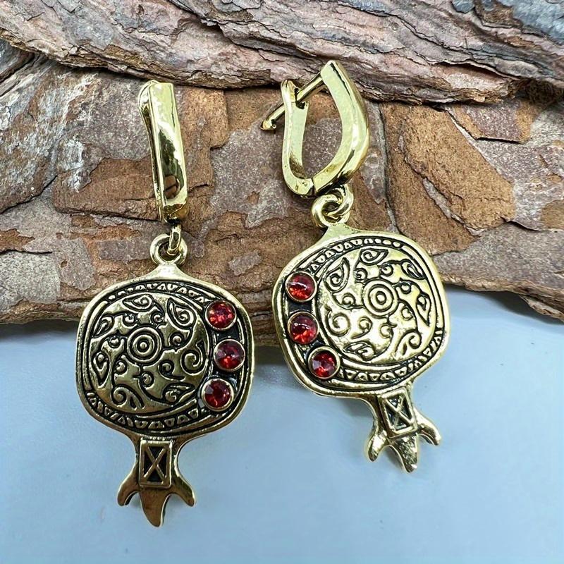 New pomegranate seed gold-plated earrings, European and American trendy women s earrings