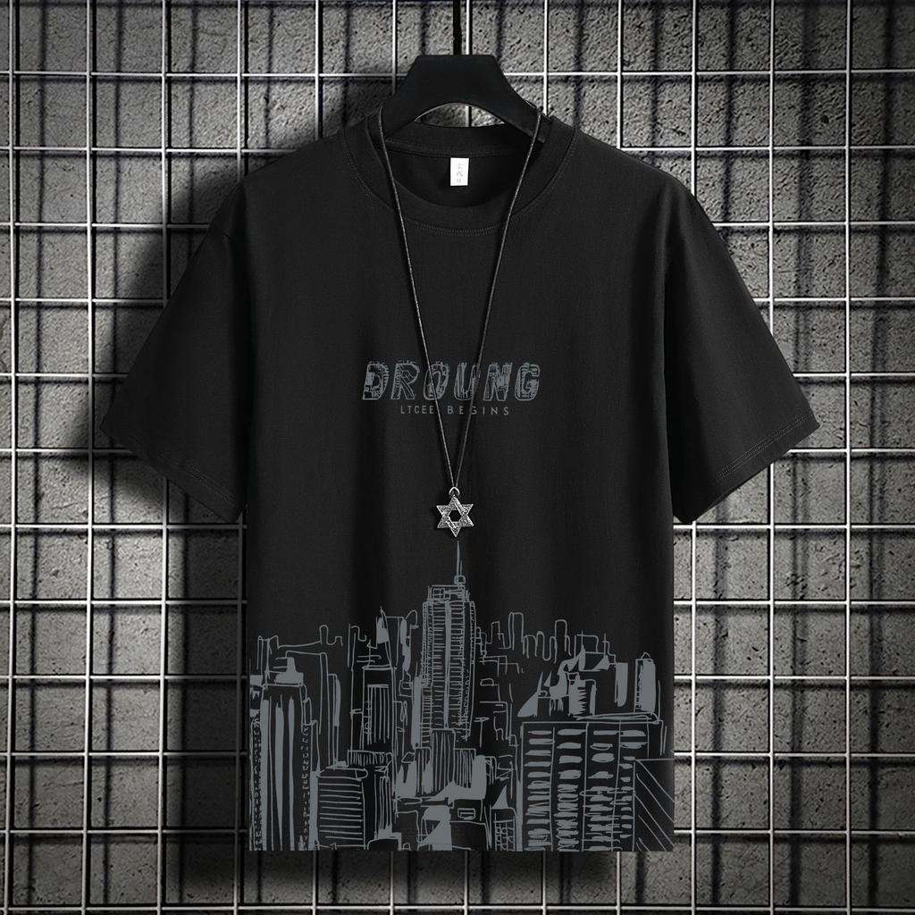 Short-Sleeved T-Shirt Men'S Summer Thin Ice Silk Loose Trendy T-Shirt Half-Sleeved Casual Clothes