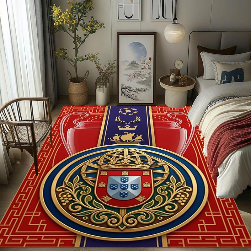 Royal Emblem Checkerboard Background carpet Living room and bedroom mats Suitable for all seasons Doormat Protective pad Fashion
