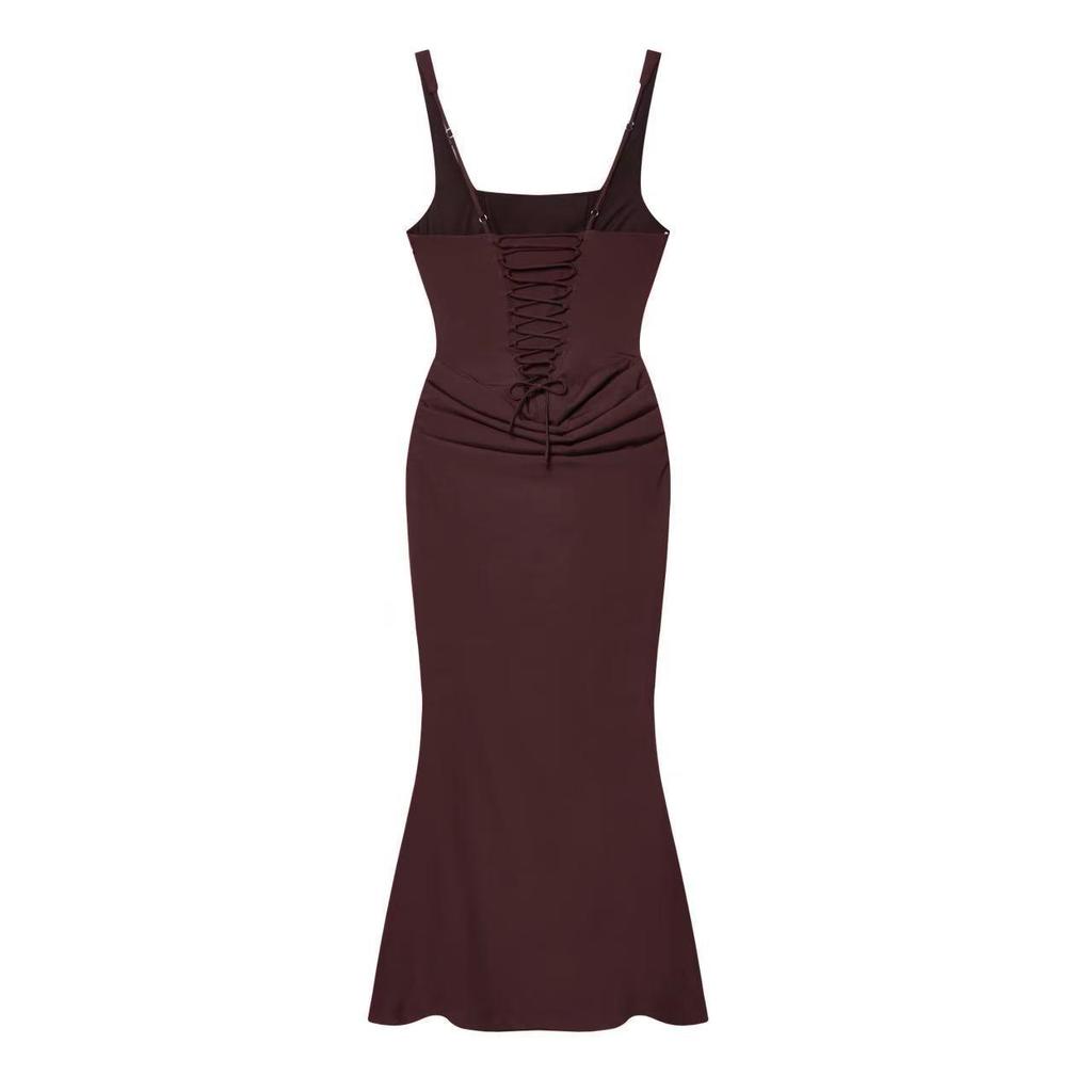 Spaghetti Strap Lace-up Waist-cinching Bodycon Dress for Women