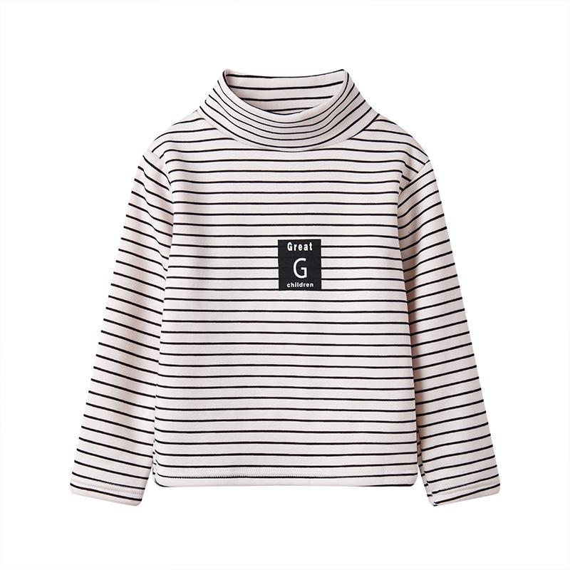 2025 Kids' Trendy Striped Velvet Turtleneck - Warm Long Sleeve for Boys and Girls (Autumn/Winter)