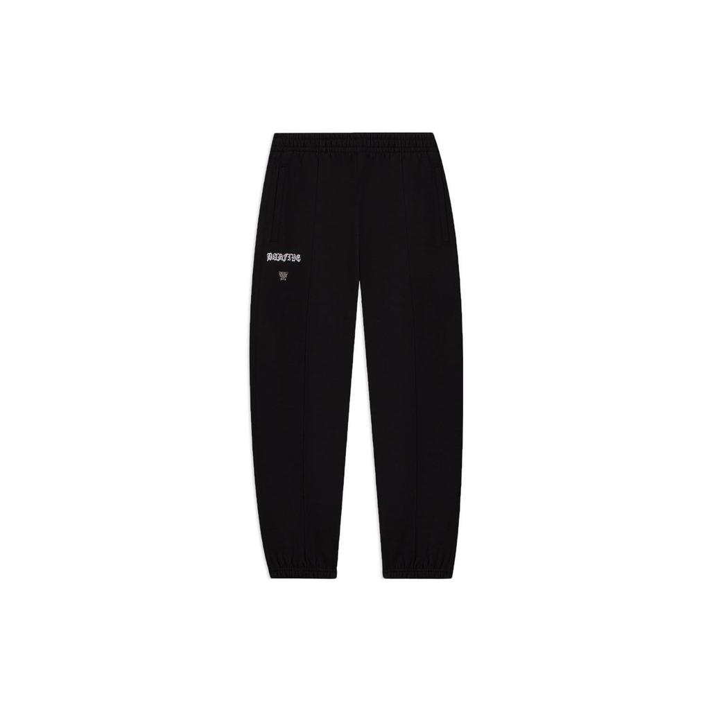 Li-Ning Badfive Logo Print Elastic Waist Cuffed Knit Sports Pants Women Bottoms Black AKLSC14-4