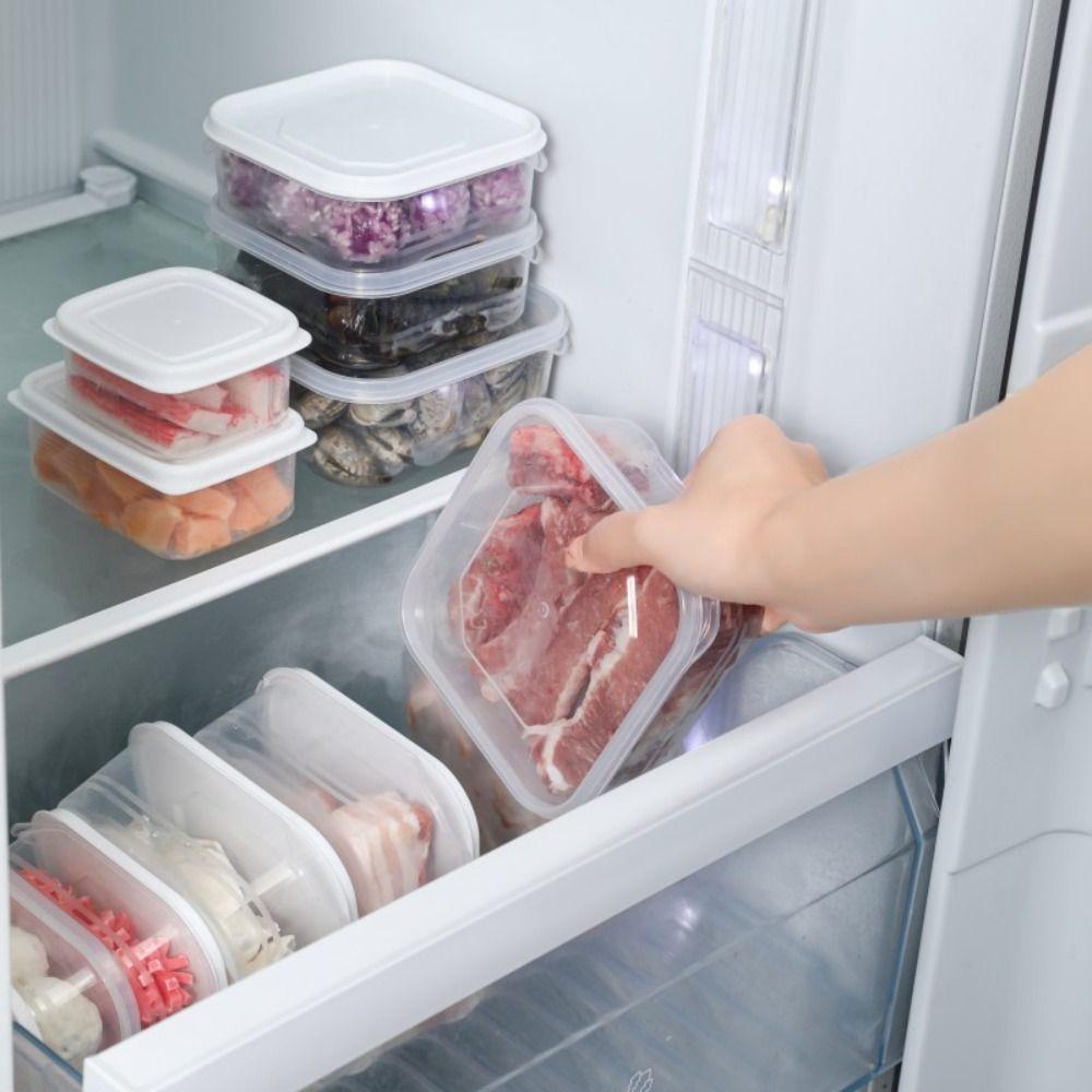 

Plastic Fresh-keeping Box Transparent Fridge Organizer High Quality Storage Box Kitchen White Lid 350ML