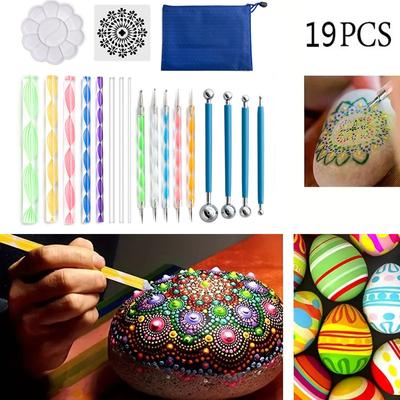 19PCS Mandala Dotting Tools Set With A Zipper Storage Bag Stencil Ball Stylus Paint Tray Set Perfect For Painting Rocks Mandala