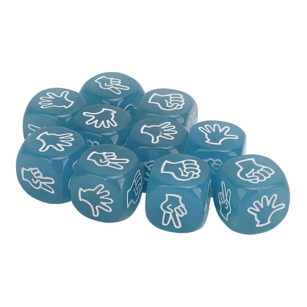 10pcs Finger Guessing Dice Luminous 6 Sided Lightweight Rock Scissors Paper Dice Set for Board Game