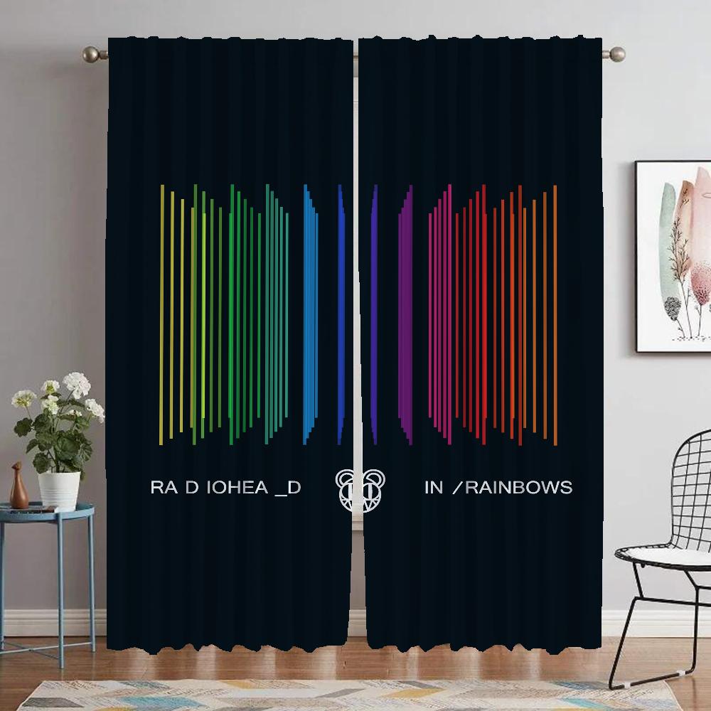 Radiohead Cortinas para Dormitorio Cortinas Modernas para Sala de Estar 2 Piezas Decoración de Halloween Visillos Cortina Blackout Separador Niño