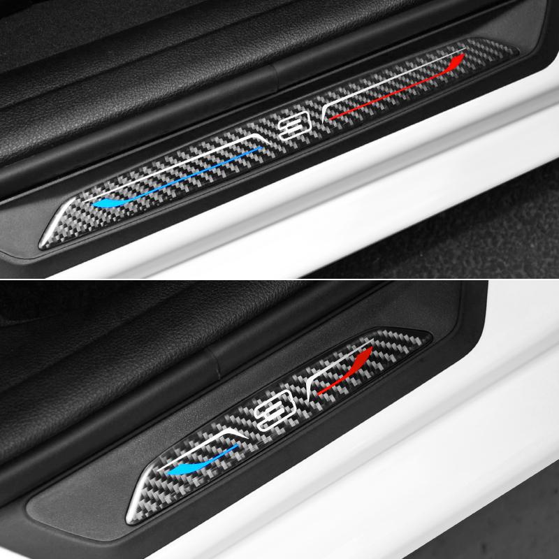 For BMW F30 F35 F34 Series 3 GT Carbon Fiber Car Door Sills Anti-Scuff Stickers Threshold Trim Strips Welcome Pedal Accessories NM5