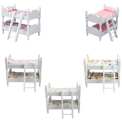 Bedroom Bunk Bed Miniature Furniture Model Doll Houses Accessory Realistic Floral Sheet Playset 1:12