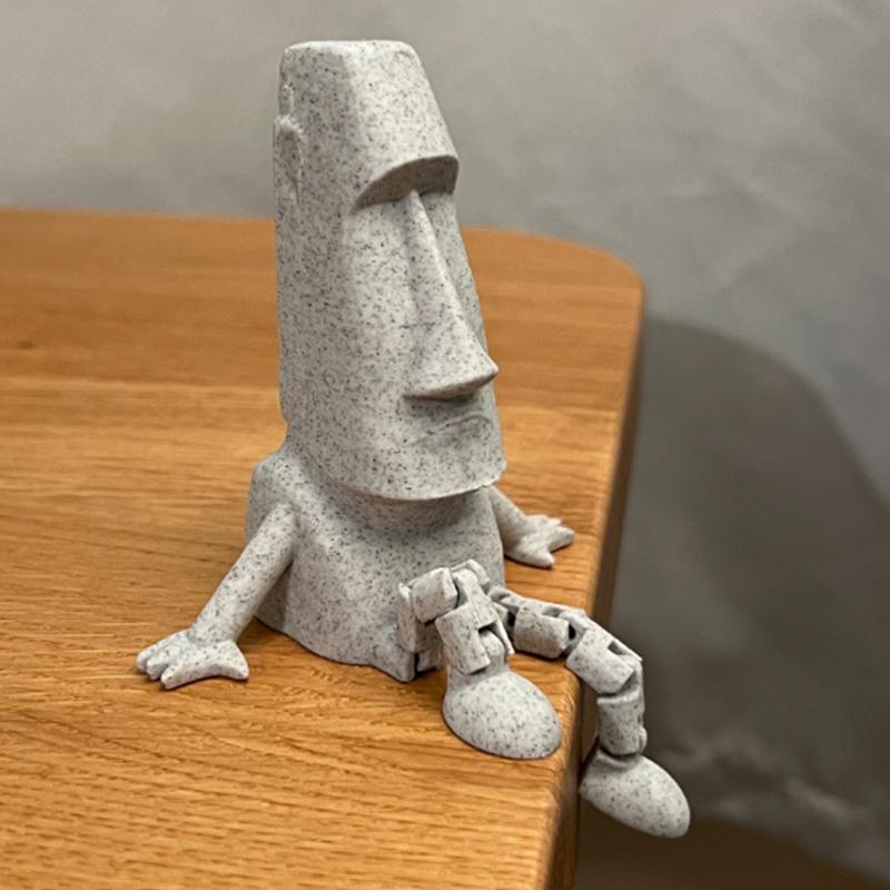 3D Printed Moai Statue Easter Island Moai Ornament With Movable Joints Collectible Figurine Home Desk Decor Party Gift