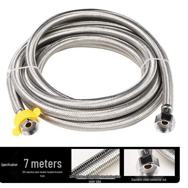 4-Min Stainless Steel Braided Dual Inlet/Outlet Hose for Hot/Cold Water Faucet, Heater, Angle Valve & Toilet.