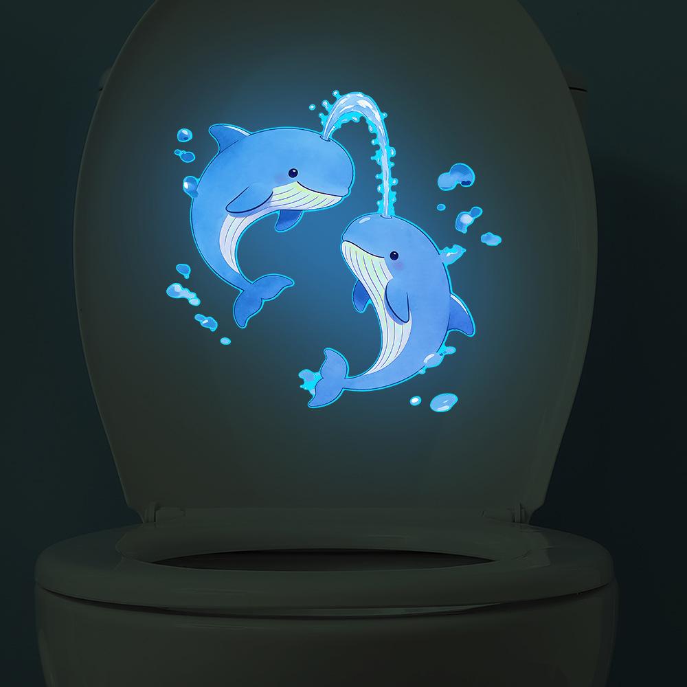 Cartoon Playtime in The Water, Dolphins, Bathroom, Toilet, Wall Decoration, Night Light Stickers