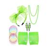 Halloween 80s Fancy Party Costume Set Lace Headband Neon Earrings Fingerless Fishnet Gloves Accessories Women Clothing Typical