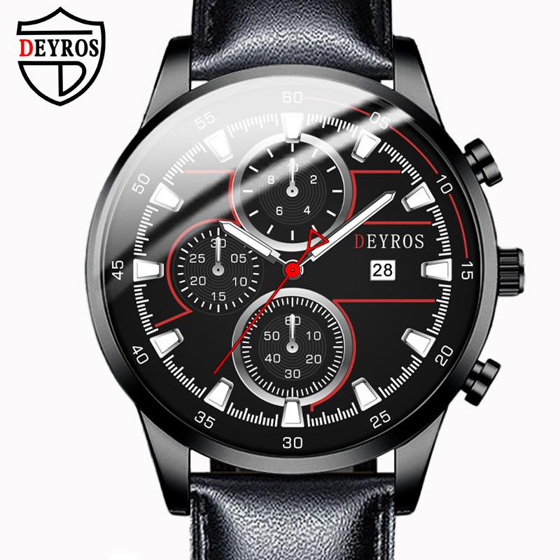 

Classic Sports Men s Watch Fashion Business Men s Watch Military Watch Calendar Watch Leather Quartz Watch золотий
