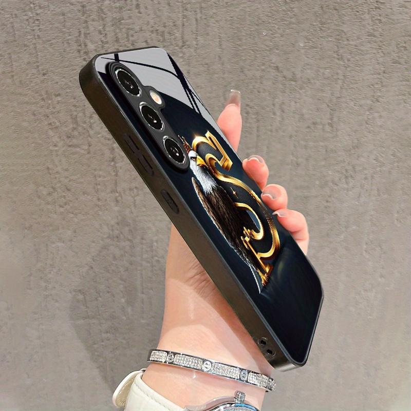 Gold Crown Eagle Letter S Electroplated Glass Phone Case for Samsung GalaxyS26 S25 S24 S23 S22 S20 FE Ultra Plus anti drop Cover
