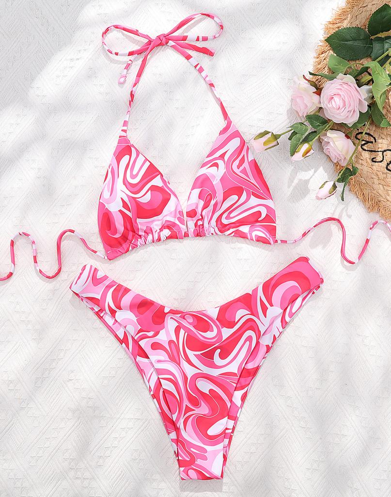 Micro Bikini Sexy Women Swimwear Print Halter Backless Thong Brazilian Swimwear Bikini Set Bikini Beachwear