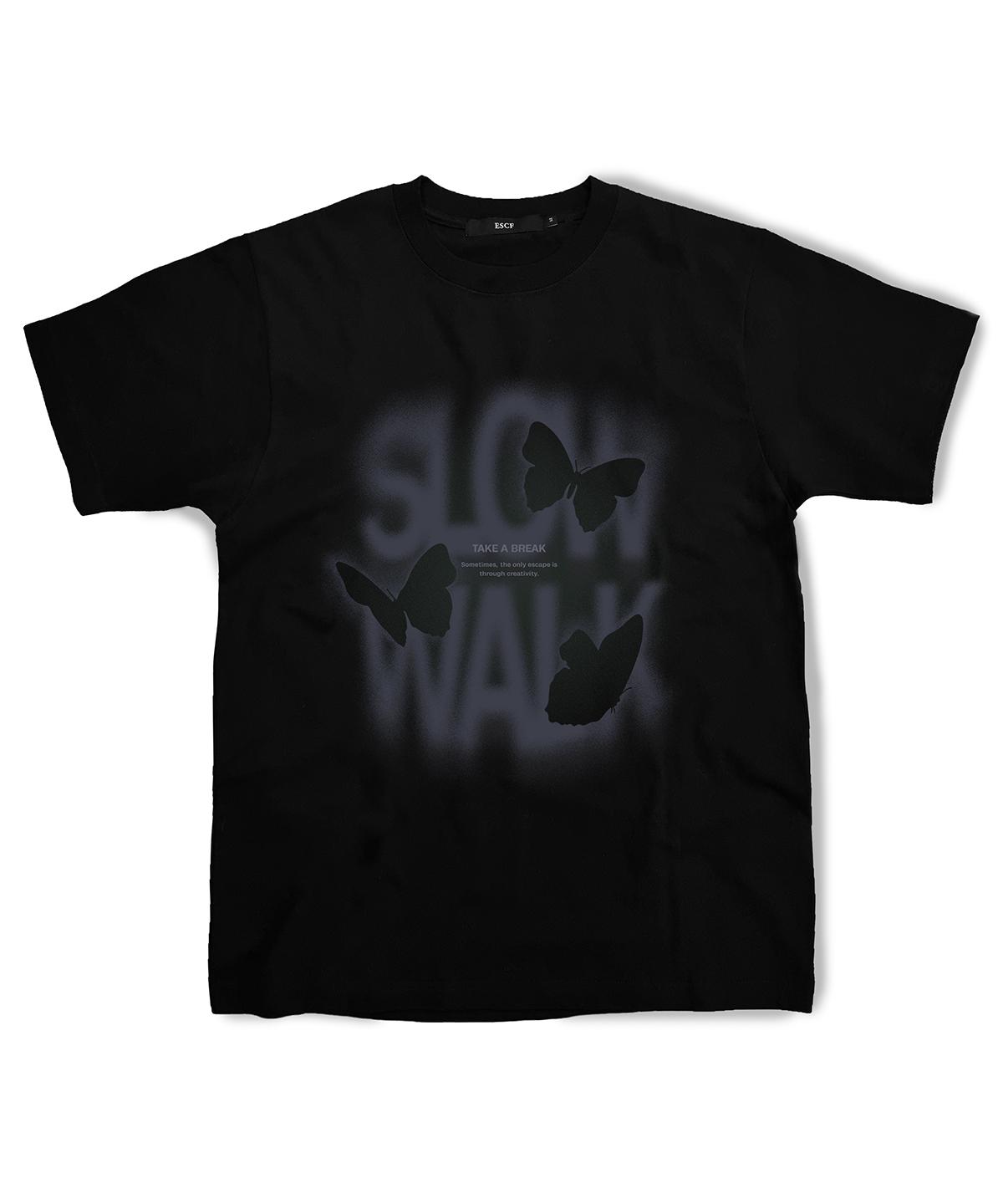 Escape From Purple Stencil Butterfly T-Shirt Black S