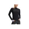 Fila Athletics Fitness Solid Color Fleece Casual Long Sleeve Breathable Regular T-Shirt Women Tops Black A11W441202F-BK