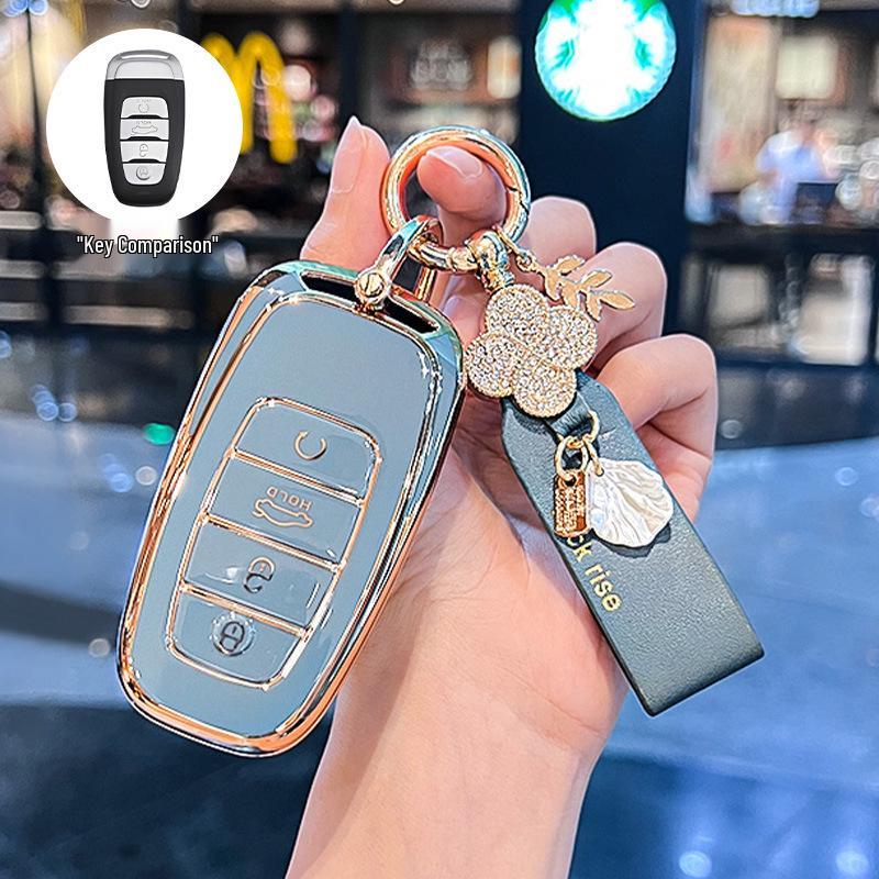 Premium Key Cover for Hongqi H5, HS5, H6, HS3, H9, HS6, EQM5, HS7 - Elegant Car Shell Buckle