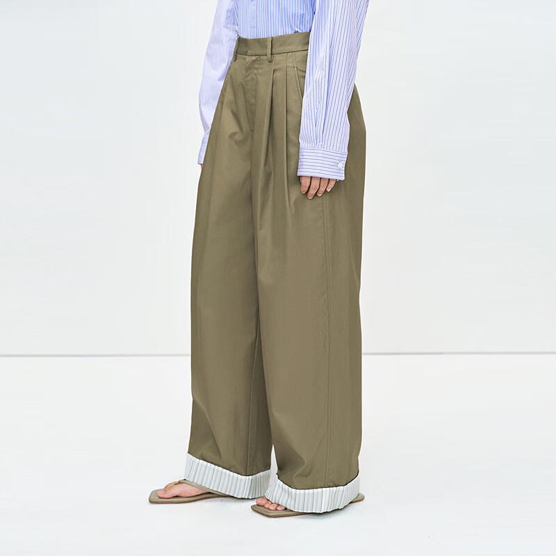 LESS 2025 Spring Cotton Wide-Leg Pants