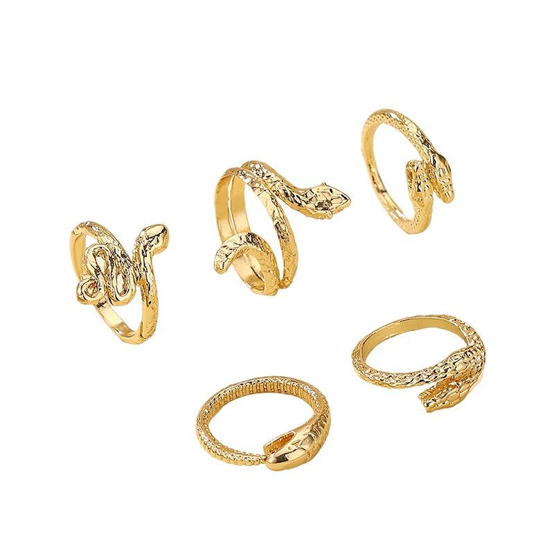 Hot-selling Creative Trend Fashion Zodiac Snake Ring Set Simple Design Animal Ring Jewelry