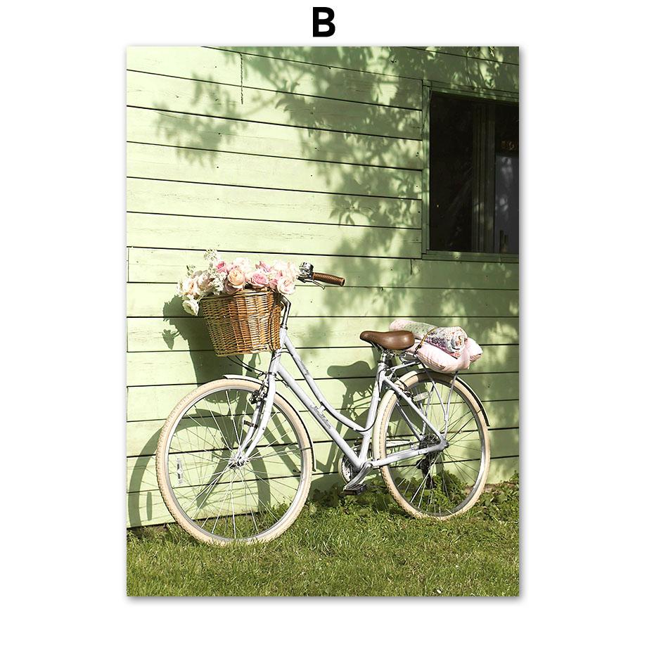 

Европейский городской велосипед, горный полевой цветок, лист, настенная живопись на холсте, плакаты на скандинавскую тему и принты, настенные панно для декора гостиной A4 21X30cm No Framed