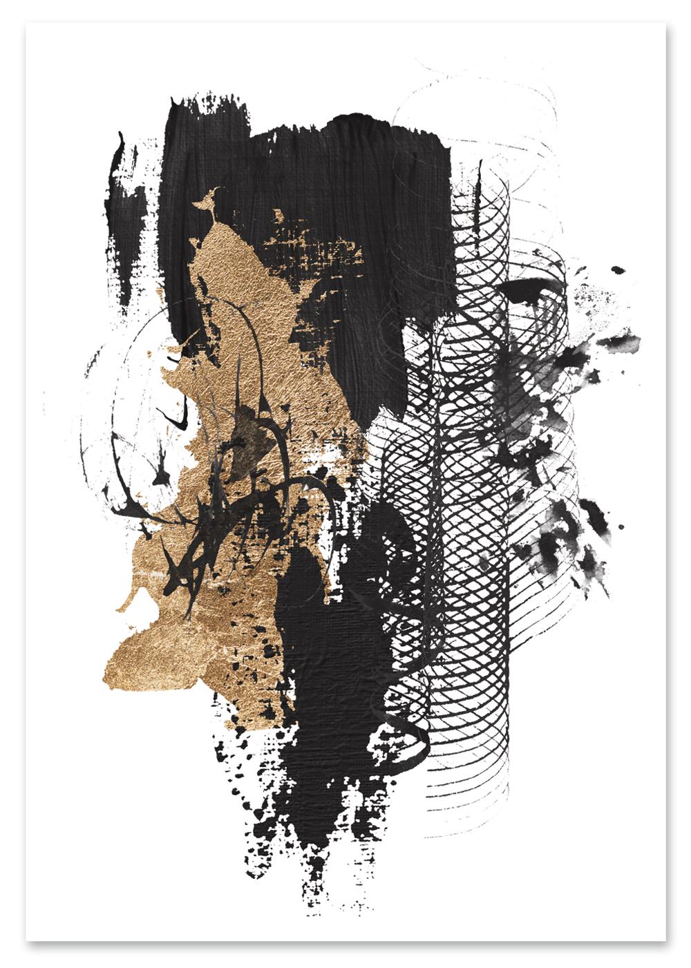 

Plakat abstrakcja złoto czarna 30x40 cm