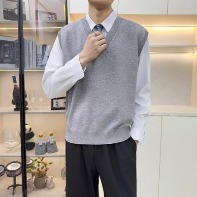 Herren V-Ausschnitt Ärmellose reine Wollweste – Strickwaren Cardigan für Frühling/Herbst