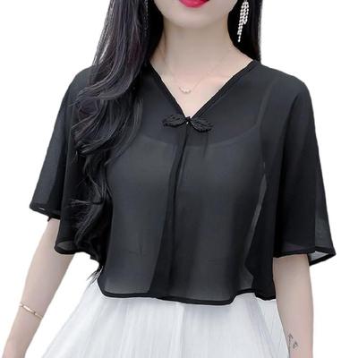 Thin Chiffon Shoulder Wrap Stole French Design Seethrough Scarf Shawl Wrap Easy Care Travel Essential Shrug Tops