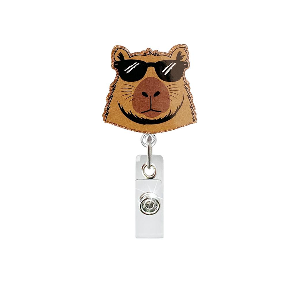 Goose Badge Reel Funny Retractable Id Holder Acrylic Badge Reel Glitter Doctor Id Badge Holder For Key Card Holder Teachers