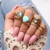 Bohemian Retro Gold Lotus Female Personality Ring Ring 8-Piece Jewelry