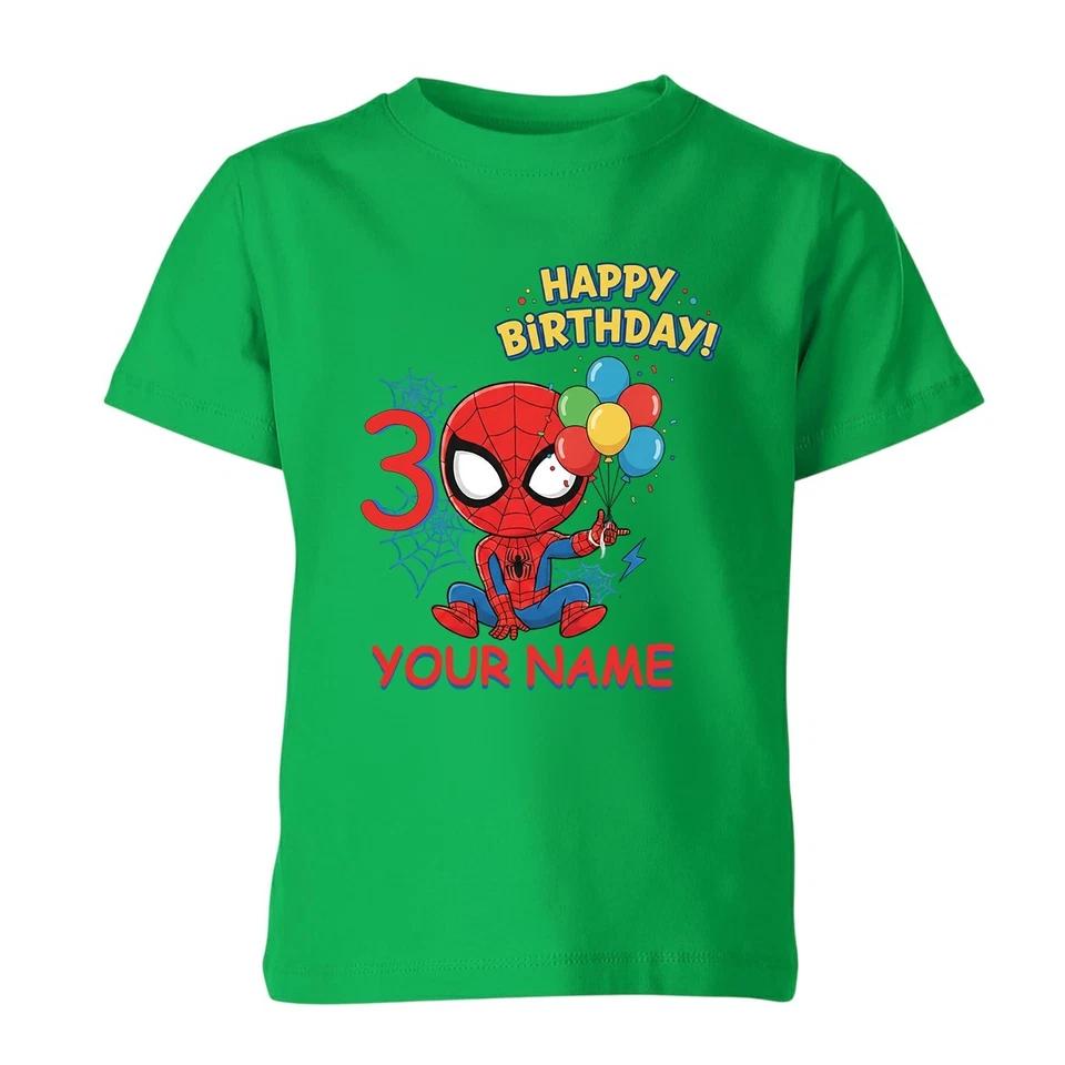 Personalised Birthday Superhero Kids T Shirt Boys Girls Custom Name Age Tee 150