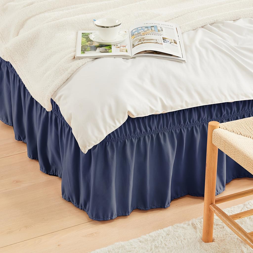 Elastic Bed Ruffle - Adjustable 15" Tailored Drop, Microfiber Bed Skirt with Easy Wrap Around Design, Fade-Resistant & Machine Washable