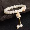 Charcoal Roasted Bodhi Root & White Jade Bracelet for Girls