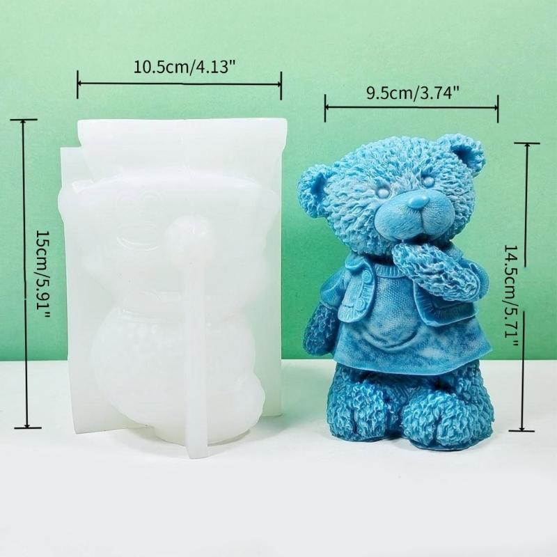 Bear Ornaments Dripping Glue Mold Diy Gypsum Ornaments Aromatherapy Candle 3d Stereo Standing Bear Candle Silicone Mold